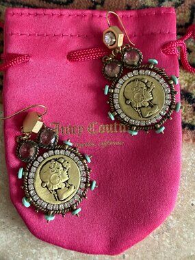 Juicy Couture Y2K Vintage Look Ornate Coin Drop Earrings